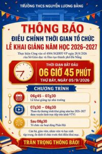 THÔNG BÁO ĐIỀU CHỈNH THỜI GIAN KHAI GIẢNG NĂM HỌC 2026-2027